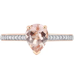 Pear-Shaped Morganite & Diamond Ring In 10K Rose Gold (1/8 Ct. Tw.)