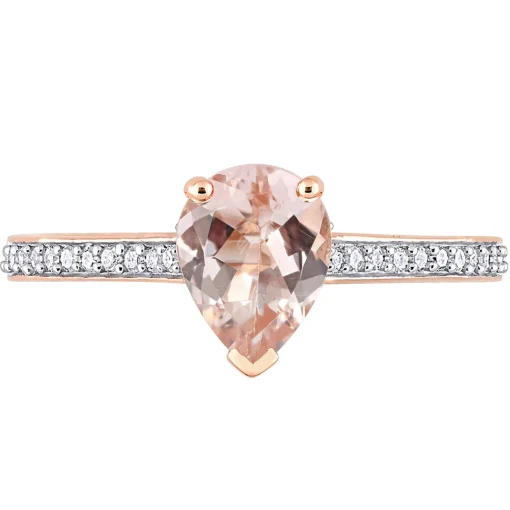 Pear-Shaped Morganite & Diamond Ring In 10K Rose Gold (1/8 Ct. Tw.)