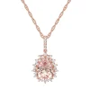 Pear-Shaped Morganite & Diamond Halo Pendant In 10K Rose Gold (1/4 Ct. Tw.)