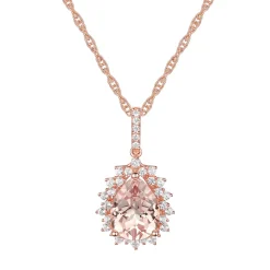 Pear-Shaped Morganite & Diamond Halo Pendant In 10K Rose Gold (1/4 Ct. Tw.)