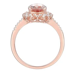 Pear-Shaped Morganite & Diamond Starburst Ring In 10K Rose Gold (1/4 Ct. Tw.)