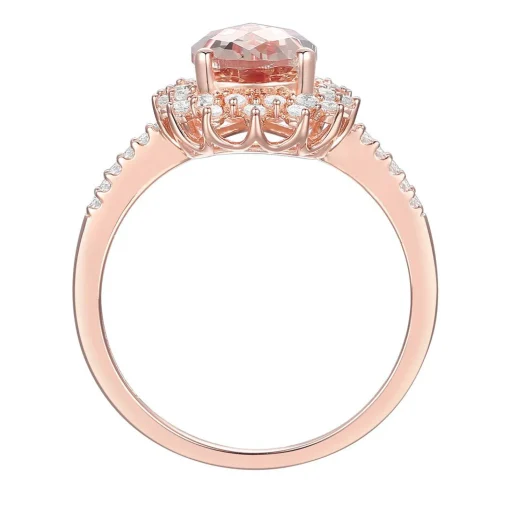 Pear-Shaped Morganite & Diamond Starburst Ring In 10K Rose Gold (1/4 Ct. Tw.)