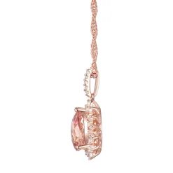 Pear-Shaped Morganite & Diamond Halo Pendant In 10K Rose Gold (1/4 Ct. Tw.)