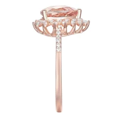 Pear-Shaped Morganite & Diamond Starburst Ring In 10K Rose Gold (1/4 Ct. Tw.)