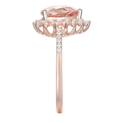 Pear-Shaped Morganite & Diamond Starburst Ring In 10K Rose Gold (1/4 Ct. Tw.)