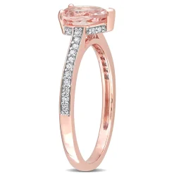Pear-Shaped Morganite & Diamond Ring In 10K Rose Gold (1/8 Ct. Tw.)