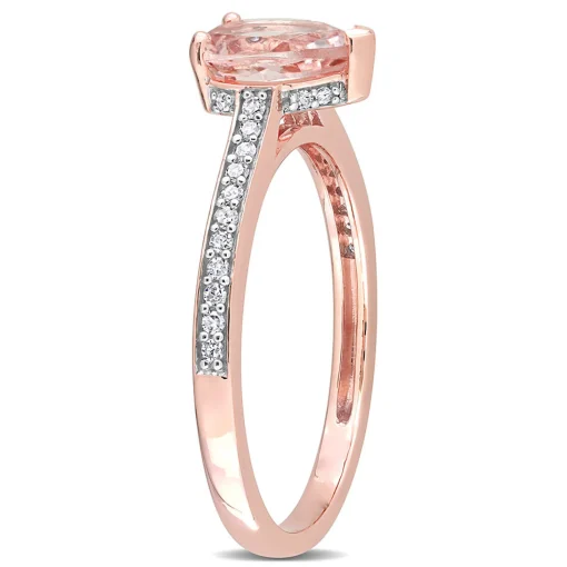 Pear-Shaped Morganite & Diamond Ring In 10K Rose Gold (1/8 Ct. Tw.)
