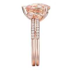 Pear-Shaped Morganite & Diamond Ring Set In 14K Rose Gold (1/4 Ct. Tw.)