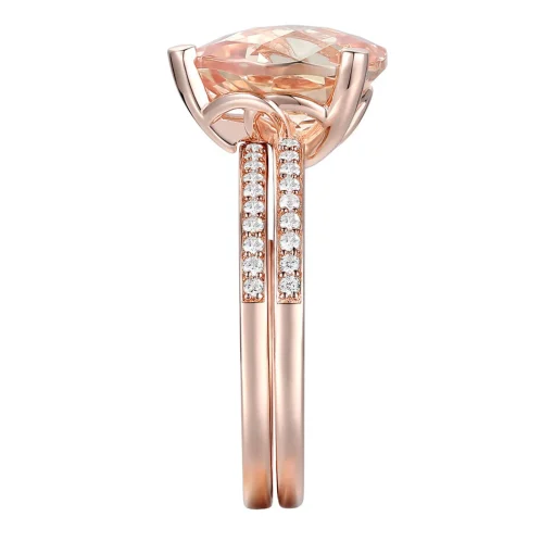 Pear-Shaped Morganite & Diamond Ring Set In 14K Rose Gold (1/4 Ct. Tw.)