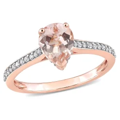 Pear-Shaped Morganite & Diamond Ring In 10K Rose Gold (1/8 Ct. Tw.)