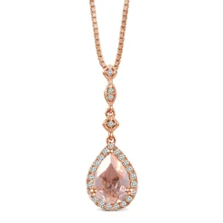 Pear-Shaped Morganite And Diamond Pendant In 10K Rose Gold (1/7 Ct. Tw.)