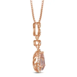 Pear-Shaped Morganite And Diamond Pendant In 10K Rose Gold (1/7 Ct. Tw.)