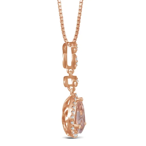 Pear-Shaped Morganite And Diamond Pendant In 10K Rose Gold (1/7 Ct. Tw.)