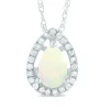 Pear-Shaped Opal Pendant With Diamond Accents In 14K White Gold