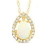 Pear-Shaped Opal Pendant With Diamond Accents In 14K Yellow Gold