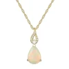 Pear-Shaped Opal Pendant With Diamond Accents In 10K Yellow Gold
