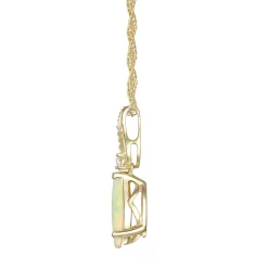 Pear-Shaped Opal Pendant With Diamond Accents In 10K Yellow Gold