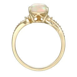 Pear-Shaped Opal Ring With Diamonds In 10K Yellow Gold (1/7 Ct. Tw.)