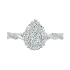 Pear-Shaped Promise Ring With Diamond Twist Band In Sterling Silver (1/4 Ct. Tw.)