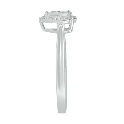 Pear-Shaped Promise Ring With Diamond Halo In Sterling Silver (1/10 Ct. Tw.)