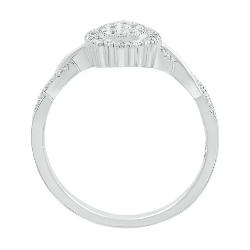 Pear-Shaped Promise Ring With Diamond Twist Band In Sterling Silver (1/4 Ct. Tw.)