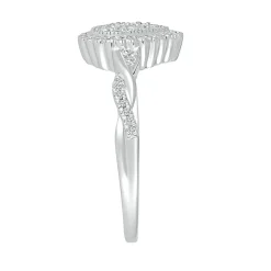 Pear-Shaped Promise Ring With Diamond Twist Band In Sterling Silver (1/4 Ct. Tw.)
