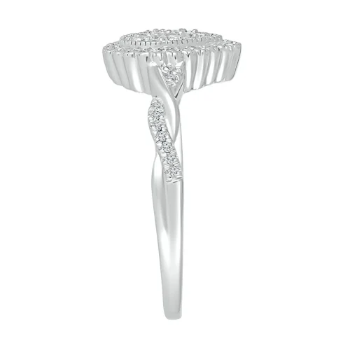 Pear-Shaped Promise Ring With Diamond Twist Band In Sterling Silver (1/4 Ct. Tw.)
