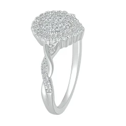 Pear-Shaped Promise Ring With Diamond Twist Band In Sterling Silver (1/4 Ct. Tw.)