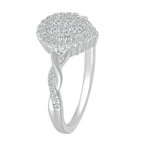 Pear-Shaped Promise Ring With Diamond Twist Band In Sterling Silver (1/4 Ct. Tw.)