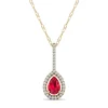 Pear-Shaped Ruby & Diamond Pendant In 14K Yellow Gold