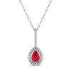 Pear-Shaped Ruby & Diamond Pendant In 14K White Gold