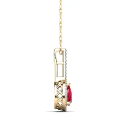 Pear-Shaped Ruby & Diamond Pendant In 14K Yellow Gold
