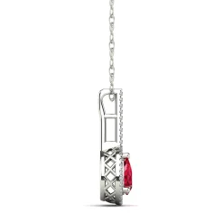 Pear-Shaped Ruby & Diamond Pendant In 14K White Gold