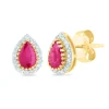Pear-Shaped Ruby And Diamond Earrings In 14K Yellow Gold (1/7 Ct. Tw.)