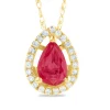 Pear-Shaped Ruby Pendant With Diamond Accents In 14K Yellow Gold