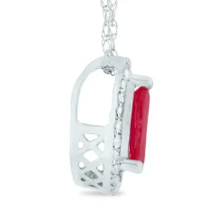 Pear-Shaped Ruby Pendant With Diamond Accents In 14K White Gold