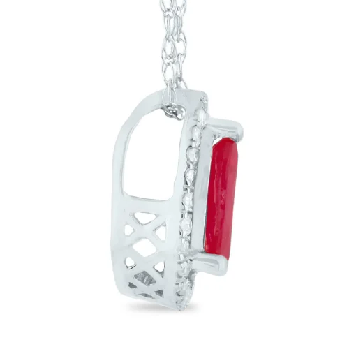 Pear-Shaped Ruby Pendant With Diamond Accents In 14K White Gold