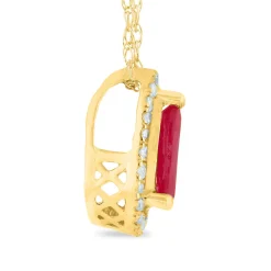 Pear-Shaped Ruby Pendant With Diamond Accents In 14K Yellow Gold