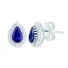 Pear-Shaped Sapphire And Diamond Earrings In 14K White Gold (1/7 Ct. Tw.)