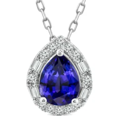 Pear-Shaped Tanzanite And Diamond Pendant In 10K White Gold (1/5 Ct. Tw.)