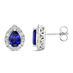 Pear-Shaped Tanzanite And Diamond Earrings In 10K White Gold (1/3 Ct. Tw.)