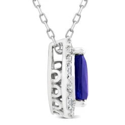 Pear-Shaped Tanzanite And Diamond Pendant In 10K White Gold (1/5 Ct. Tw.)