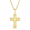 Pebbled Cross Pendant In 10K Yellow Gold