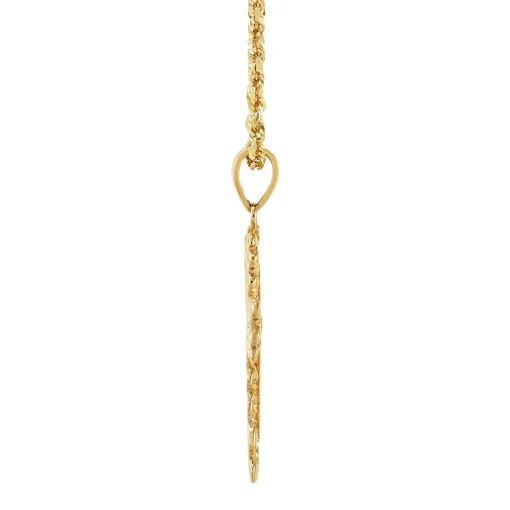 Pebbled Cross Pendant In 10K Yellow Gold
