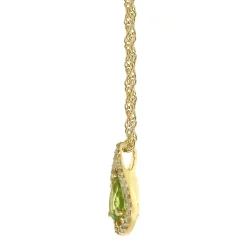 Peridot & 1/8 Ct. Tw. Diamond Pendant In 10K Yellow Gold