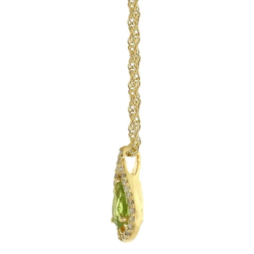 Peridot & 1/8 Ct. Tw. Diamond Pendant In 10K Yellow Gold