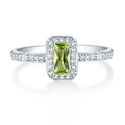 Peridot & Lab Created White Sapphire Ring In Sterling Silver