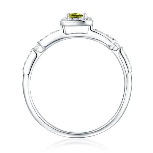 Peridot & Lab Created White Sapphire Ring In Sterling Silver