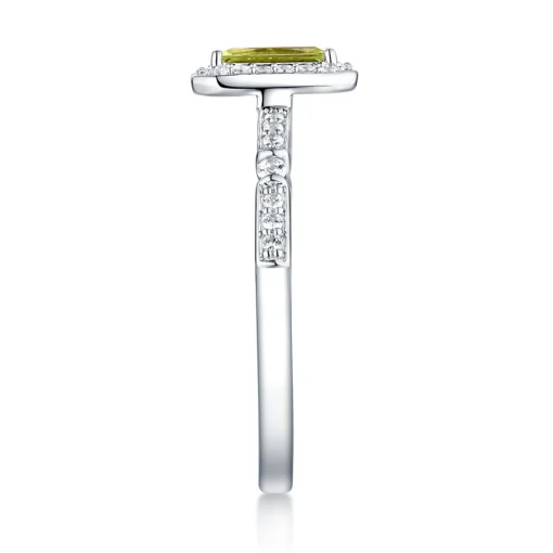 Peridot & Lab Created White Sapphire Ring In Sterling Silver
