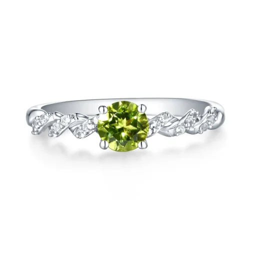 Peridot & White Sapphire Twist Ring In Sterling Silver